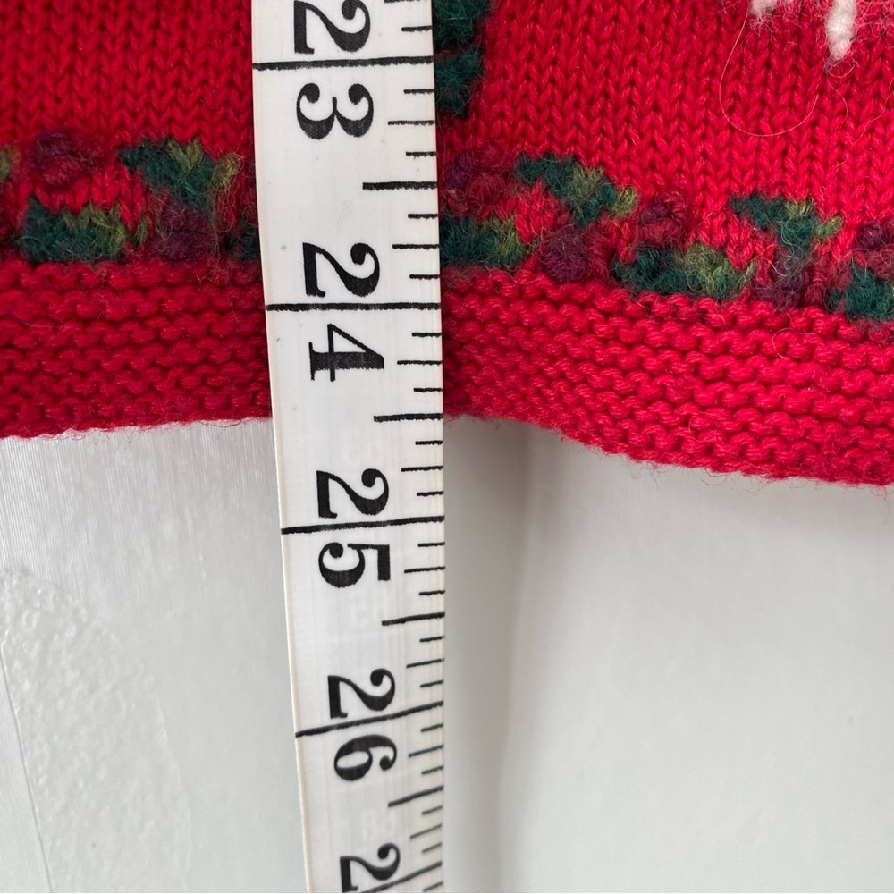 Vintage Y2K Embroidered Christmas Cardigan Knit Sweater Red Large - Picture 11 of 11